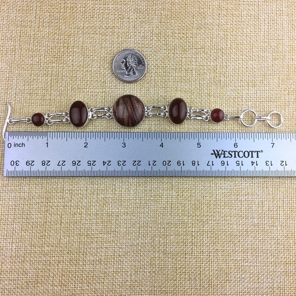 New Dichroic Glass Acrylic with Carnelian Silver Overlay Bracelet 6 1/4 - 7 - Picture 3 of 8